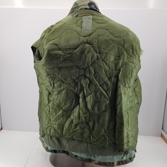 VTG US Army M65 Jacket Mens Woodland Camo Cold Weather Field Liner Coat Sz M - Picture 7 of 12